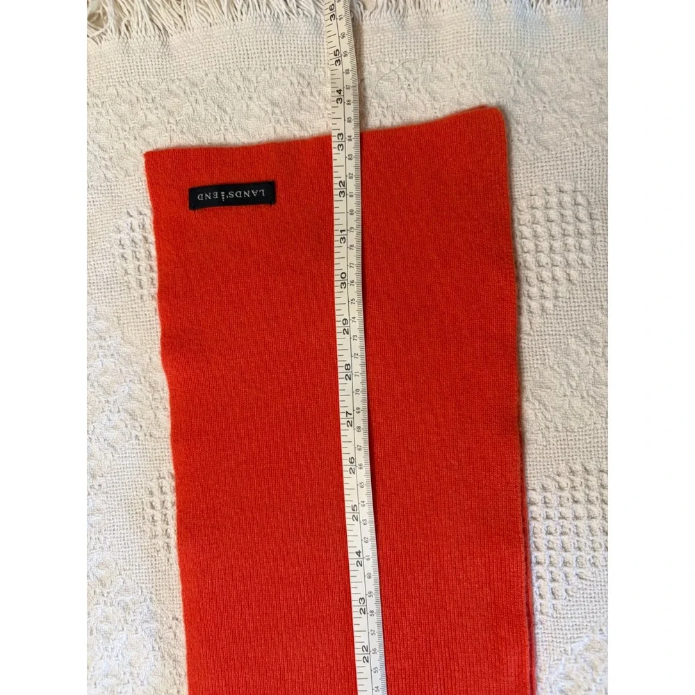 Lands' End 100% Cashmere Knit Winter Scarf | Bright Orange‎ Coral Solid 8
